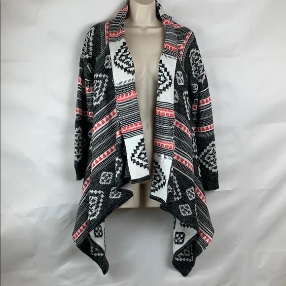Eyeshadow Sweaters - Eyeshadow Aztec drape front cardigan sweater